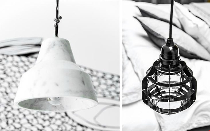 Lamp van zwart metaal en lamp van marmer van HK Living Lamp van zwart metaal en lamp van marmer van HK Living