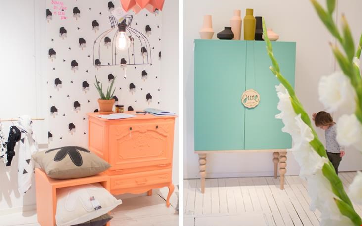 Links een opgeknapt vintage meubel en rechts kast James Links een opgeknapt vintage meubel en rechts kast James